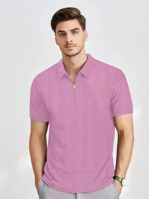 Men Self Design Polo Neck Polyester T-Shirt - Image 5