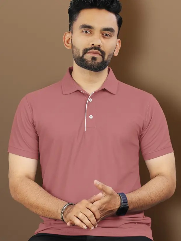Men Solid Polo Neck T-Shirt - Image 5
